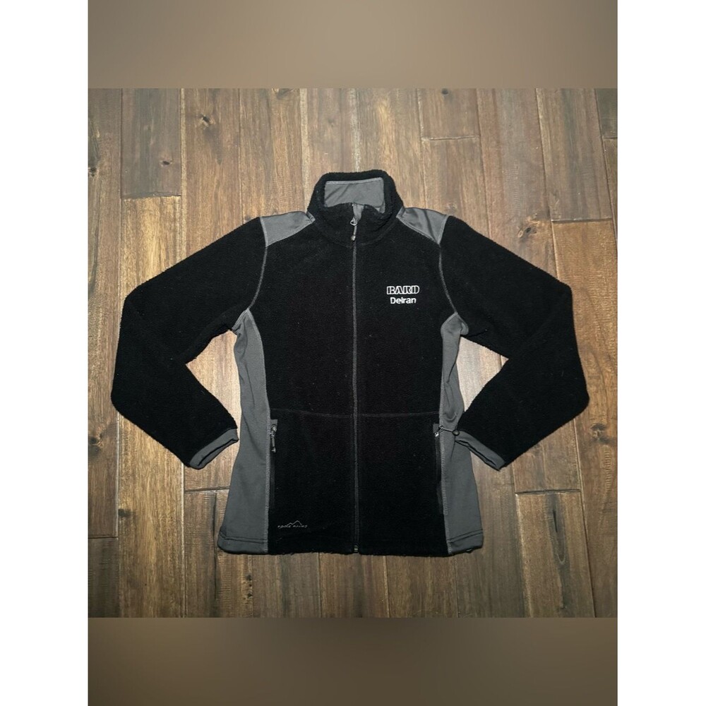 Eddie Bauer Women’s Black Gray Fleece Outdoor Jacket Full Zip M